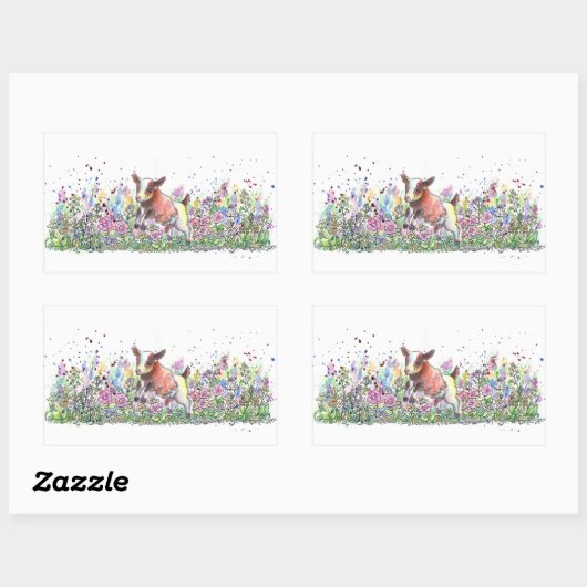 Baby Geitte in Bloemveld Rechthoekige Sticker (Vel)