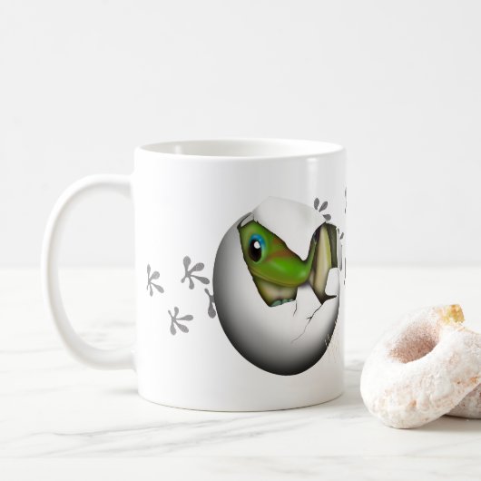 Baby gekko in ei  koffiemok (Met donut)