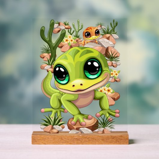 Baby Gekko's Schattigee stripfiguren Acryl Bord (Neutraal)