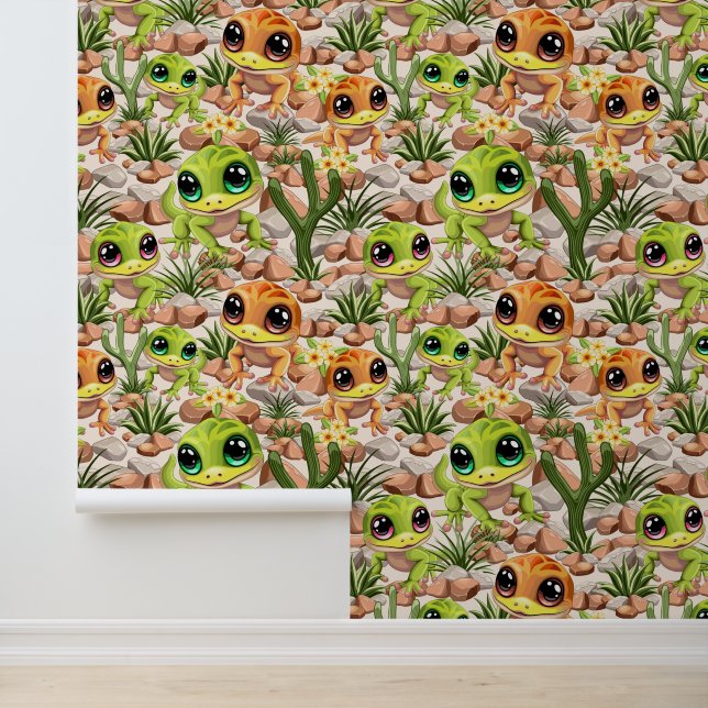 Baby Gekko's Schattigee stripfiguren Behang (Applicatie)