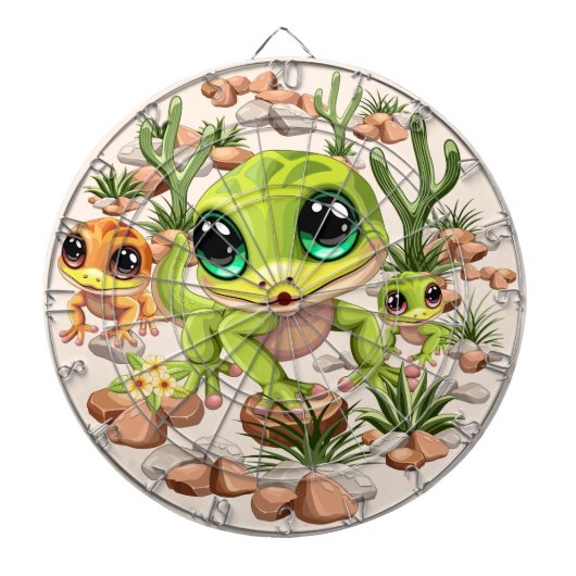 Baby Gekko's Schattigee stripfiguren Dartbord (Voorkant)