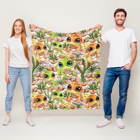 Baby Gekko's Schattigee stripfiguren Fleece Deken (In situ)