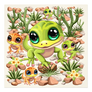 Baby Gekko's Schattigee stripfiguren Foto Afdruk