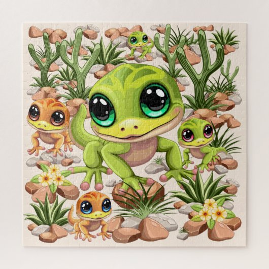 Baby Gekko's Schattigee stripfiguren Legpuzzel (Verticaal)