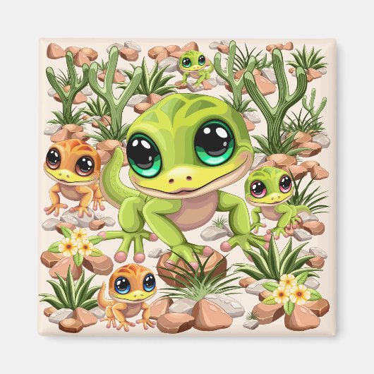 Baby Gekko's Schattigee stripfiguren Magneet (Voorkant)