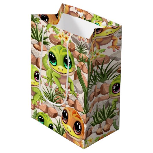 Baby Gekko's Schattigee stripfiguren Medium Cadeauzakje (Voorkant Gekanteld)