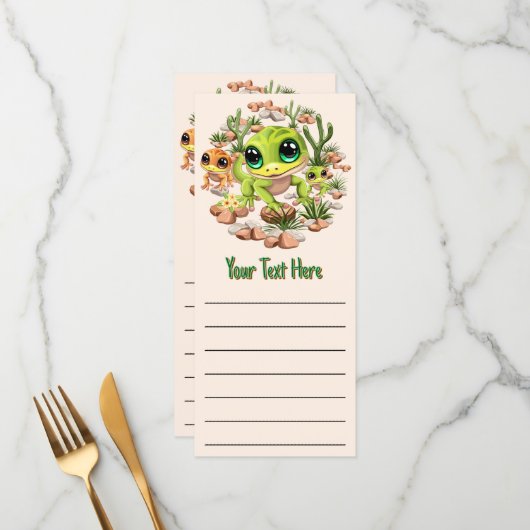 Baby Gekko's Schattigee stripfiguren Menu (Voorkant / Achterkant in situ)