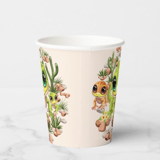 Baby Gekko's Schattigee stripfiguren Papieren Bekers (Rechts)