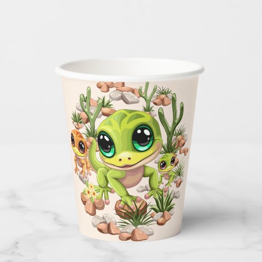 Baby Gekko's Schattigee stripfiguren Papieren Bekers (Voorkant)