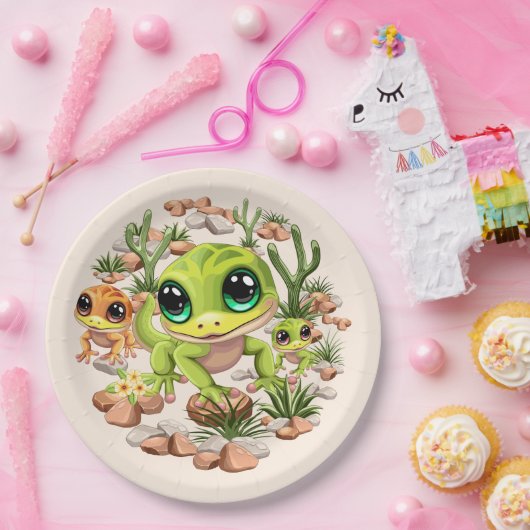 Baby Gekko's Schattigee stripfiguren Papieren Bordje (Feest)