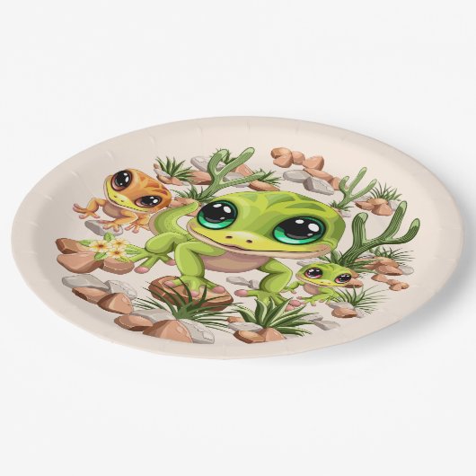 Baby Gekko's Schattigee stripfiguren Papieren Bordje (Gekanteld)