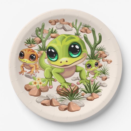 Baby Gekko's Schattigee stripfiguren Papieren Bordje (Voorkant)