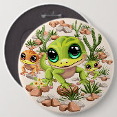 Baby Gekko's Schattigee stripfiguren Ronde Button 6,0 Cm (Voorkant /achterkant)