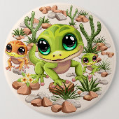 Baby Gekko's Schattigee stripfiguren Ronde Button 6,0 Cm (Voorkant)