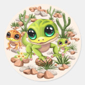 Baby Gekko's Schattigee stripfiguren Ronde Sticker (Voorkant)