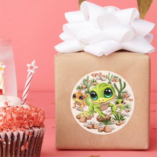 Baby Gekko's Schattigee stripfiguren Ronde Sticker (Feest)