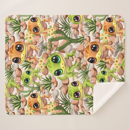 Baby Gekko's Schattigee stripfiguren Sherpa Deken (Voorkant (horizontaal))