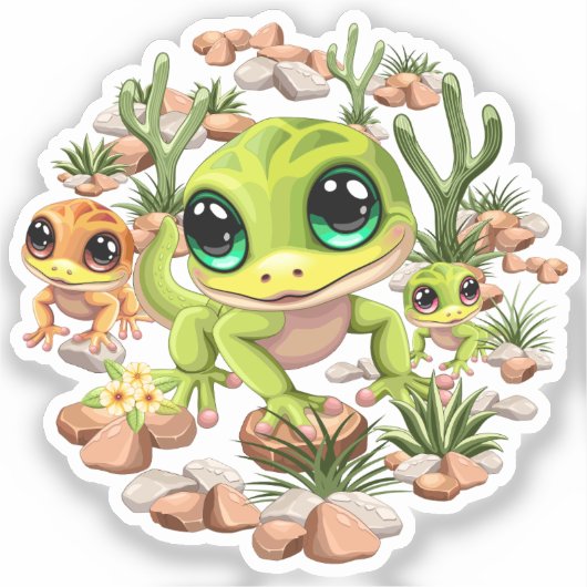 Baby Gekko's Schattigee stripfiguren Sticker (Voorkant)