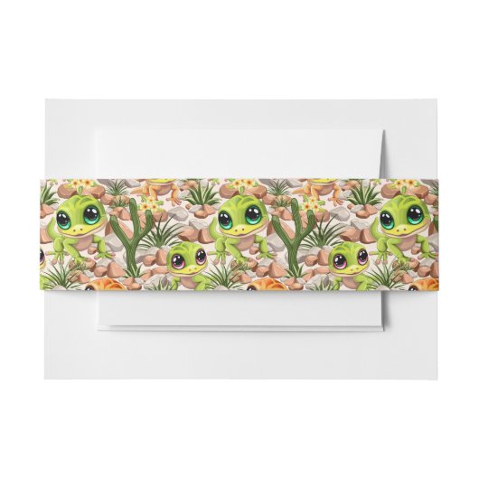 Baby Gekko's Schattigee stripfiguren Uitnodigingen Wikkel (Voorkant Voorbeeld)