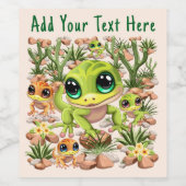 Baby Gekko's Schattigee stripfiguren Wijn Etiket (Enkel label)