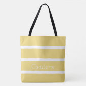  Baby Gele en Witte Stripes Gepersonaliseerd Tote Bag (Voorkant)