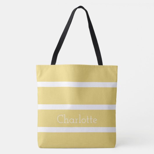 Baby Gele en Witte Stripes Gepersonaliseerd Tote Bag (Voorkant)