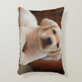 Baby gele Labrador Puppy Dog op Belly Accent Kussen (Voorkant(Verticaal))