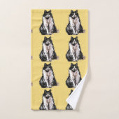 Baby gele tuxedo zwarte kattenkat Meisdoekset Bad Handdoek (Handdoek)