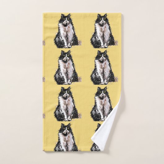 Baby gele tuxedo zwarte kattenkat Meisdoekset Bad Handdoek (Handdoek)