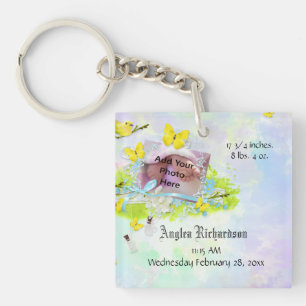 Baby gele vogel- en vlinderfoto-Lijst Sleutelhanger