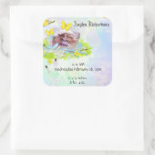 Baby gele vogel- en vlinderfoto-Lijst Vierkante Sticker (Tas)