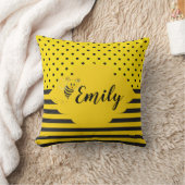 Baby gele zwarte bijen Striped Polka Dot Kussen (Deken)