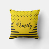 Baby gele zwarte bijen Striped Polka Dot Kussen (Achterkant)