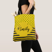 Baby gele zwarte bijen Striped Polka Dot Tote Bag (Dichtbij)