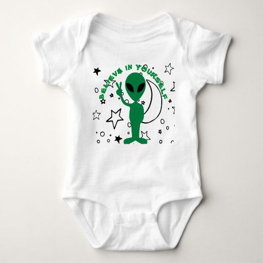 Baby Geloof in Yourself alien vredestroepen Romper (Voorkant)