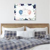 Baby gender laat roze blauwe bloemen zien canvas afdruk (Insitu (Slaapkamer))
