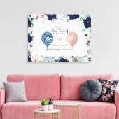 Baby gender laat roze blauwe bloemen zien canvas afdruk (Insitu (Woonkamer))
