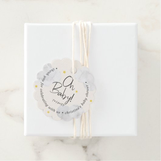 Baby Gender Neutral Clouds Oh Baby Bedankt Bedankjes Labels (In situ)
