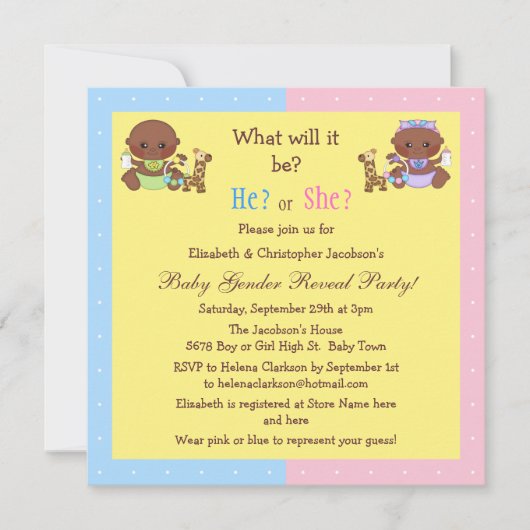 Baby Gender onthullen Afrikaanse Amerikaanse baby' Kaart (Voorkant)