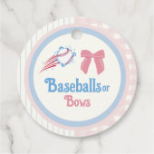 Baby gender onthullen Baseballs of Bows Bedankjes Labels (Achterkant)