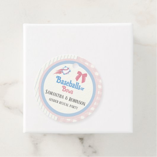 Baby gender onthullen Baseballs of Bows Bedankjes Labels (In situ)