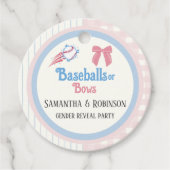Baby gender onthullen Baseballs of Bows Bedankjes Labels (Voorkant)