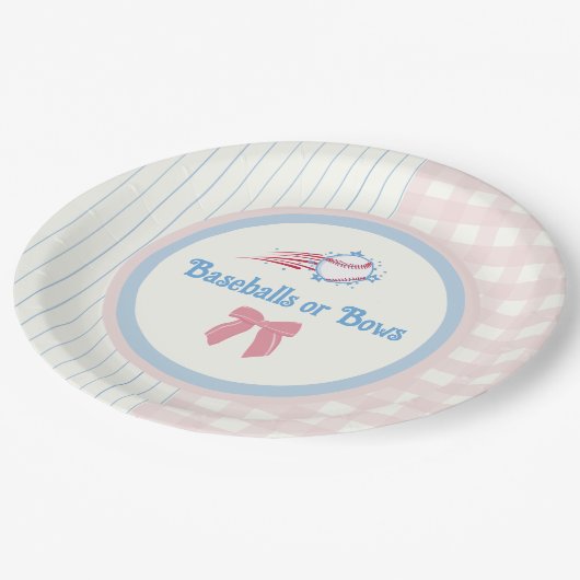 Baby gender onthullen Baseballs of Bows Papieren Bordje (Gekanteld)