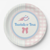 Baby gender onthullen Baseballs of Bows Papieren Bordje (Voorkant)