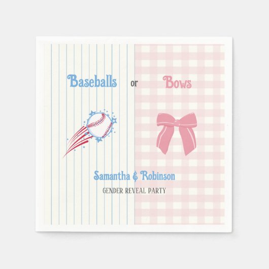 Baby gender onthullen Baseballs of Bows Servet (Voorkant)