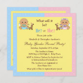 Baby Gender onthullen Cute Cartoon Babies Kaart (Voorkant / Achterkant)