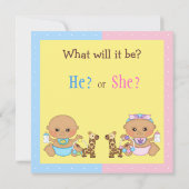 Baby Gender onthullen Cute Cartoon Babies Kaart (Achterkant)