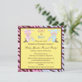 Baby Gender onthullen Kute Cartoon Babies & Bunnie Kaart (Staand voorkant)