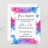 Baby gender onthullen uitnodiging Roze blauwe rook (Voorkant / Achterkant)