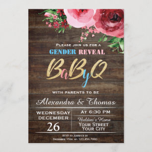 Baby Gender onthulling Baby shower Invitation Flor Kaart